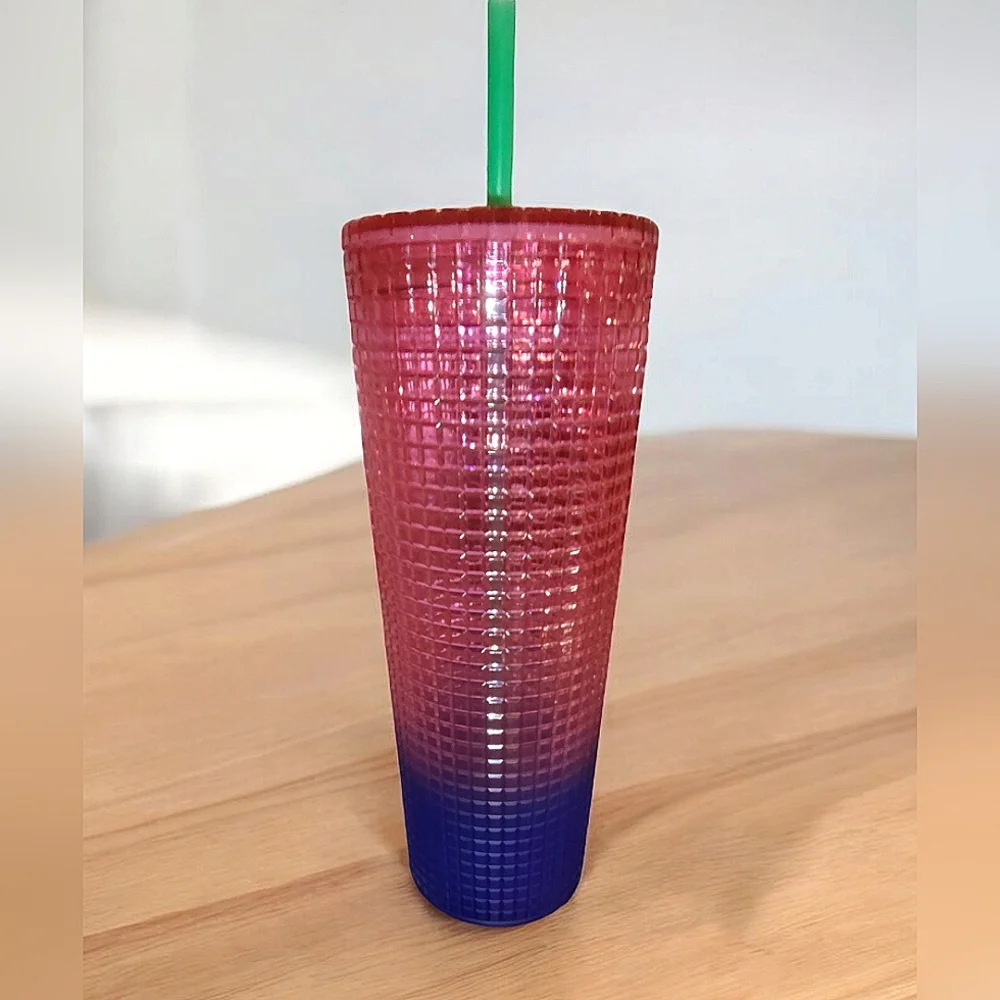 Starbucks Summer 2022 Watermelon Ombre Disco Grid Cup Venti 24 Oz